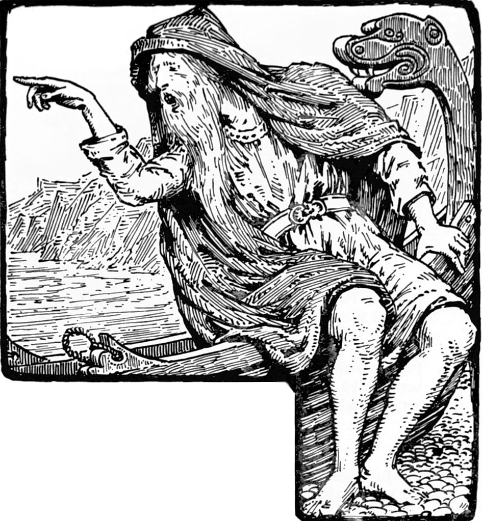 Färjekarlen. llustration av William Gershom Collingwood (1854-1932). 